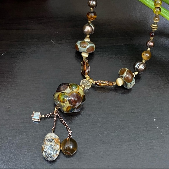 Handmade Lampwork Beads Fall Theme Beaded Necklace - Picture 5 of 11